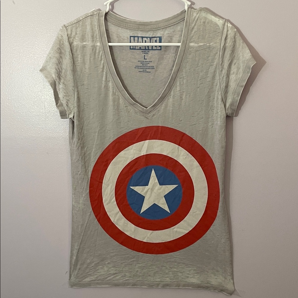 Marvel Gray Captain America Shield Women's Tee